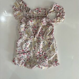 Old Navy Cream Floral Ruffle Romper with Pink & Yellow Accents